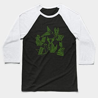 Origami Animals in Forest Green Baseball T-Shirt